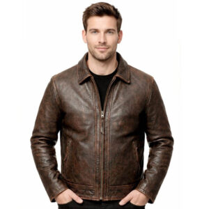 Vintage Distressed Brown Leather Jacket