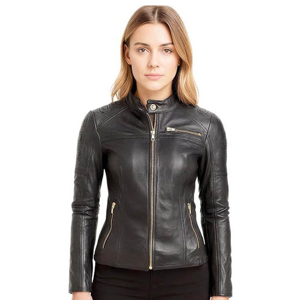 Women's Genuine Leather Biker Jacket Slim Fit Black Moto Jacket Women's Genuine Leather Biker Jacket Slim Fit Black Moto Jacket