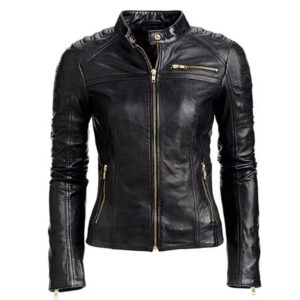 Women's Genuine Leather Biker Jacket Slim Fit Black Moto Jacket WOMEN LADIES BLACK SLIM REAL BIKER STYLE BLACK LEATHER JACKET MOTO