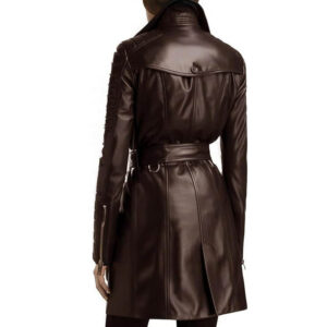 WOMEN LADIES MAC LADIES OUTERWEAR LONG LEATHER TRENCH COAT 1