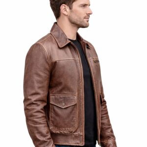 Distressed Brown Leather Jacket - Classic Zip Front WhatsApp Image 2026 03 03 at 10.38.01 AM 1