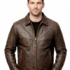 Vintage Distressed Brown Leather Jacket