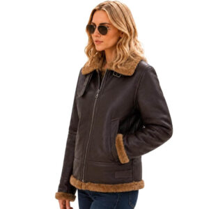 Womens B3 Bomber Hooded Classic RAF Genuine Leather Jacket WW2 Faux Fur Warm Winter Leather Jacket
