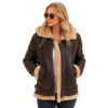 Women's B3 Bomber Jacket Hooded Aviator Sheepskin Leather Coat