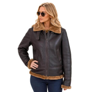 Women's B3 Bomber Hooded Classic RAF Genuine Sheepskin Leather Jacket WW2 Faux Fur Warm Winter Leather Jacket