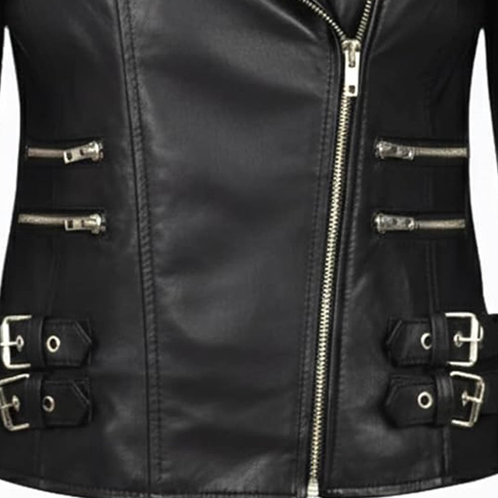 Women's Lambskin Leather Biker Jacket Slim Fit Moto Coat Women's Lambskin Leather Biker Jacket Slim Fit Moto Coat - Image 4