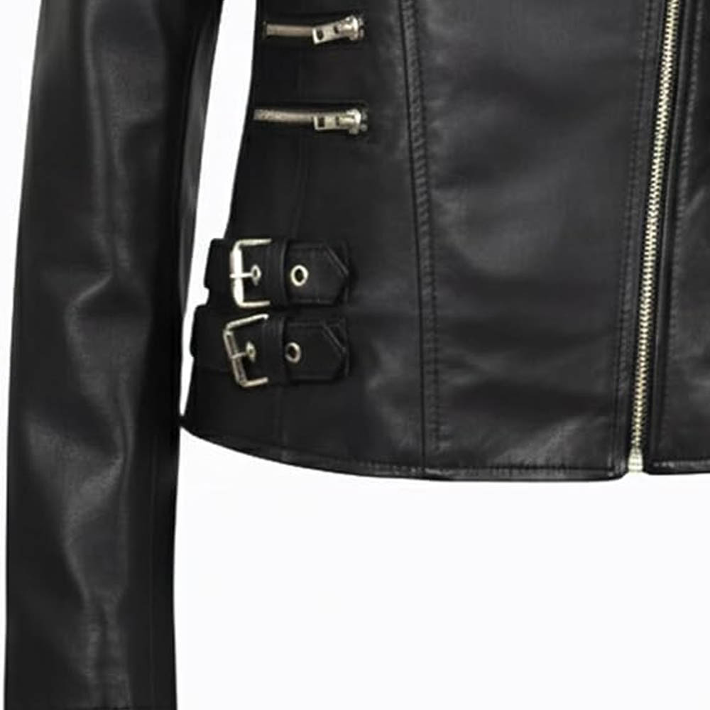 Women's Lambskin Leather Biker Jacket Slim Fit Moto Coat Women's Lambskin Leather Biker Jacket Slim Fit Moto Coat - Image 3