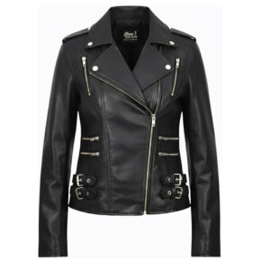 Women's Lambskin Leather Biker Jacket Slim Fit Moto Coat Womens Black Real Leather Biker Jacket Slim Fit Motorcycle Style Jackets Zipper Pockets Ladies Real Lambskin Leather Moto Coat for Women Winter Fashion