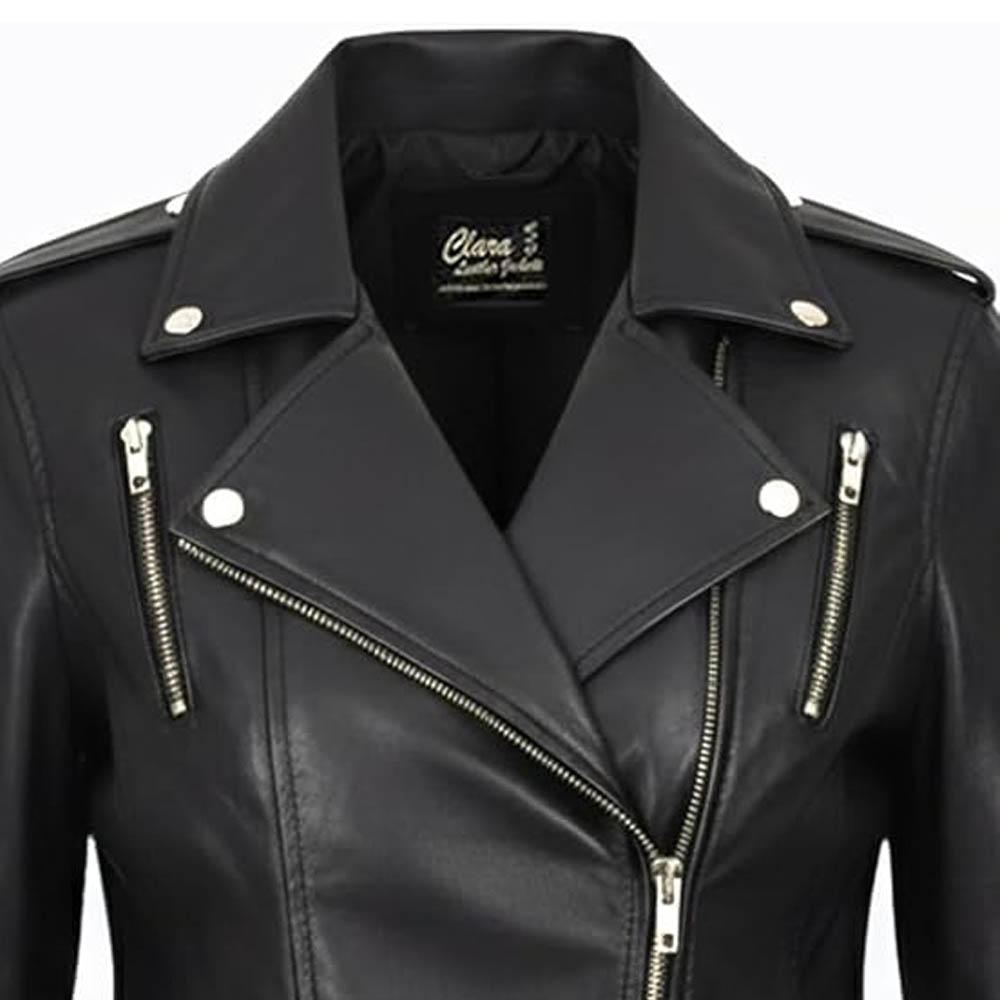 Women's Lambskin Leather Biker Jacket Slim Fit Moto Coat Women's Lambskin Leather Biker Jacket Slim Fit Moto Coat - Image 5