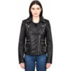 Women's Lambskin Leather Biker Jacket Slim Fit Moto Coat