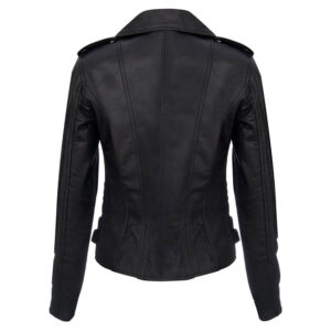 Women's Lambskin Leather Biker Jacket Slim Fit Moto Coat Womens Black Real Leather Biker Jacket Slim Fit Motorcycle Style Jackets with Zipper Pockets Real Lambskin Leather Moto Coat for Women Winter Fashion