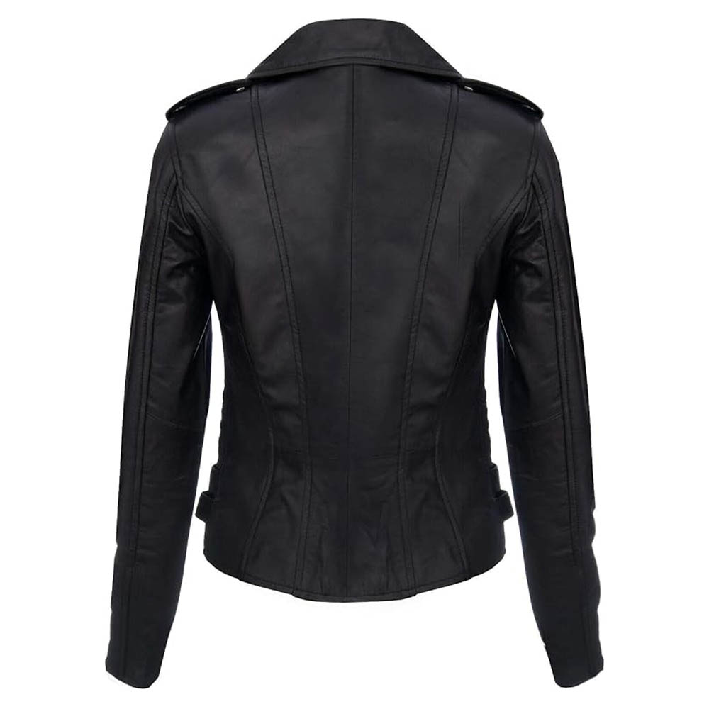 Women's Lambskin Leather Biker Jacket Slim Fit Moto Coat Women's Lambskin Leather Biker Jacket Slim Fit Moto Coat - Image 6