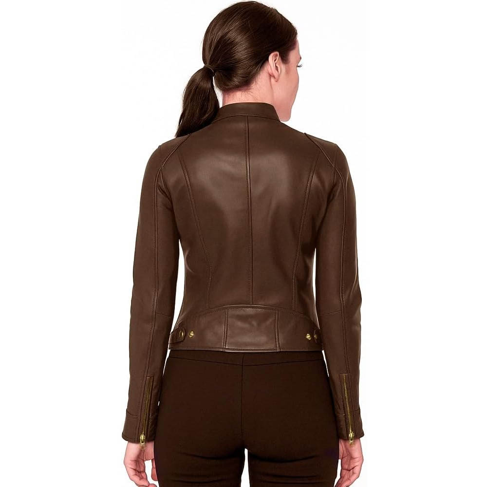 Women's Genuine Leather Casual Jacket Fashion Biker Style Women's Genuine Leather Casual Jacket Fashion Biker Style - Image 6