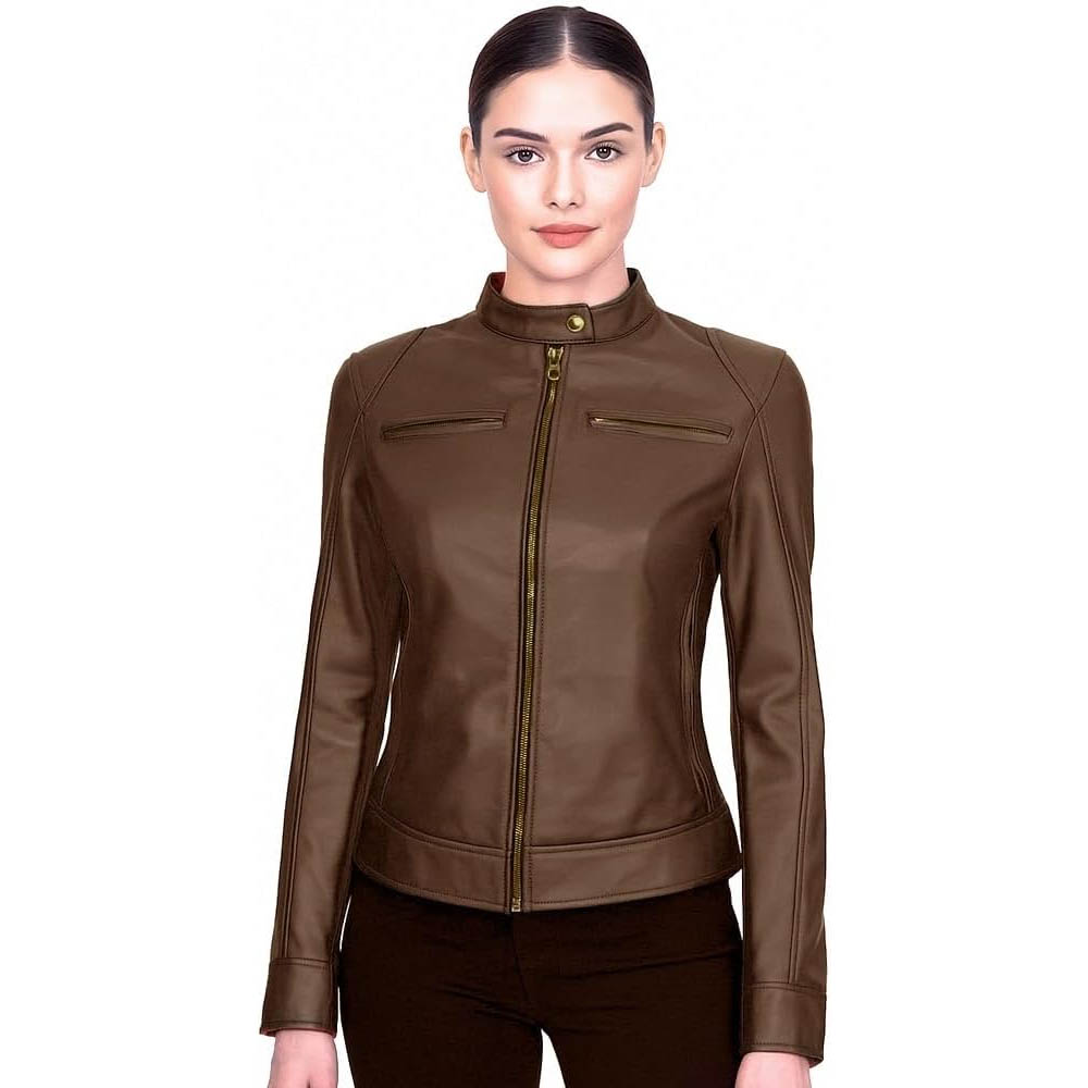 Women's Genuine Leather Casual Jacket Fashion Biker Style Women's Genuine Leather Casual Jacket Fashion Biker Style - Image 3