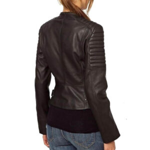 Women’s Genuine Leather Jacket Ladies Slim Fit Black Real Leather Motorcycle Coat