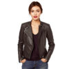 Women’s Genuine Black Sheep Leather Biker Jacket