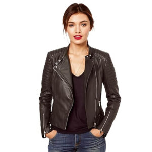 Women’s Genuine Black Sheep Leather Biker Jacket