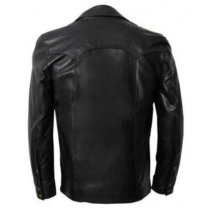 Double Flapped Pockets Black Leather Jacket