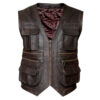 Men's Biker Distressed Brown Leather Vest