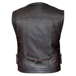 Men's Biker Distressed Brown Leather Vest