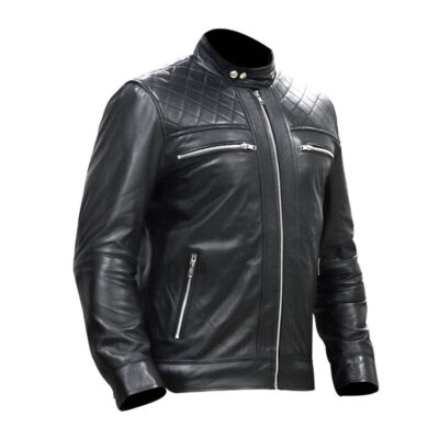 Men's Black Leather Biker Jacket