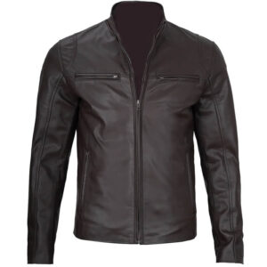 Men’s Brown Leather Jacket – Classic Fit