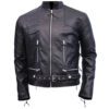 Men's Cafe Racer Vintage Black Leather Jacket