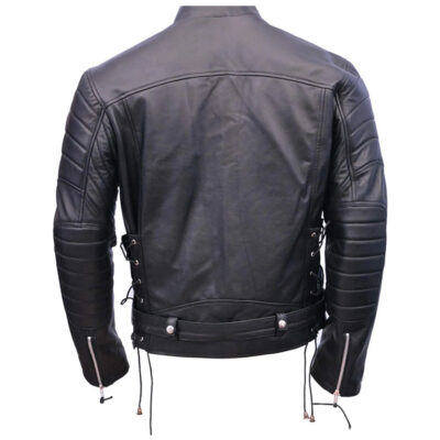 Men's Cafe Racer Vintage Black Leather Jacket