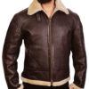 Men's Faux Fur Bomber Sheepskin Leather Jacket