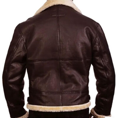 Men's Faux Fur Bomber Sheepskin Leather Jacket