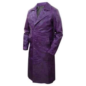 Men's Faux Leather Purple Trench Coat Cosplay