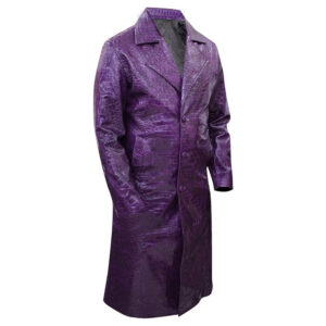 Men's Faux Leather Purple Trench Coat Cosplay