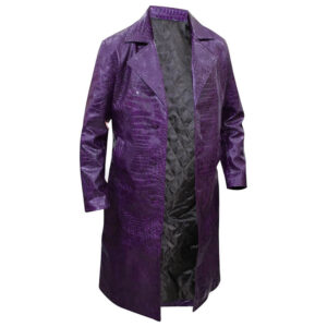 Men's Faux Leather Purple Trench Coat Cosplay