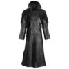 Men's Gothic Steampunk Black Leather Long Coat