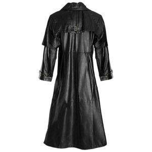 Men's Gothic Steampunk Black Leather Long Coat
