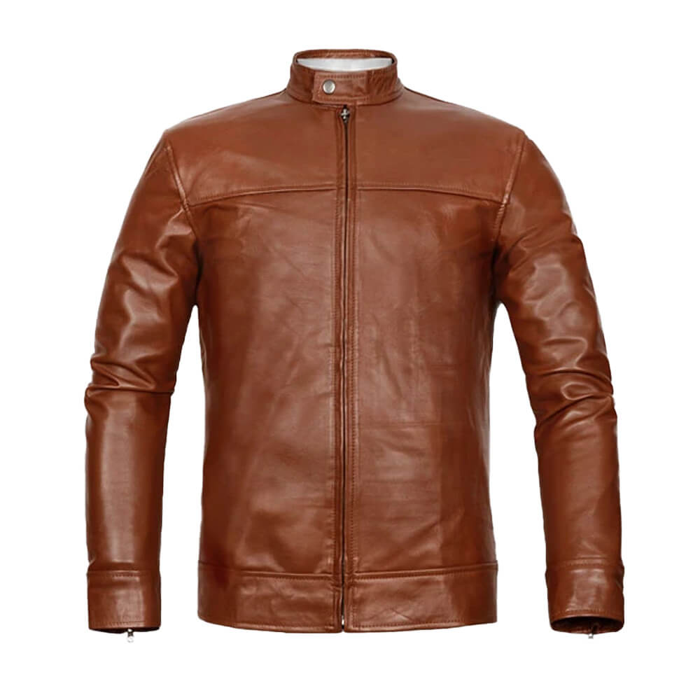 Men’s Tan Brown Leather Jacket – Biker Style Men’s Tan Brown Leather Jacket – Biker Style