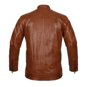 Men’s Tan Brown Leather Jacket – Biker Style