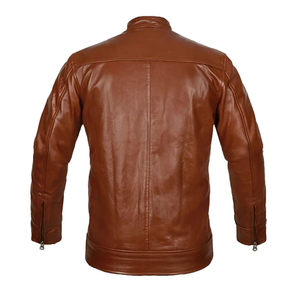 Men’s Tan Brown Leather Jacket – Biker Style Men’s Tan Brown Leather Jacket – Biker Style