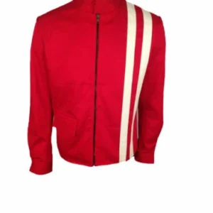 Mens Vintage Speedway Stripes Slim Red Cotton Jacket
