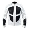 Mens White and Black Biker Style Leather Jacket