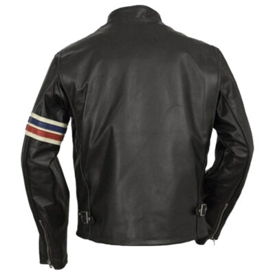 Multi Stripes Black Leather Jacket For Men
