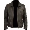 Men's Distressed Brown Leather Jacket - Vintage Belted Style