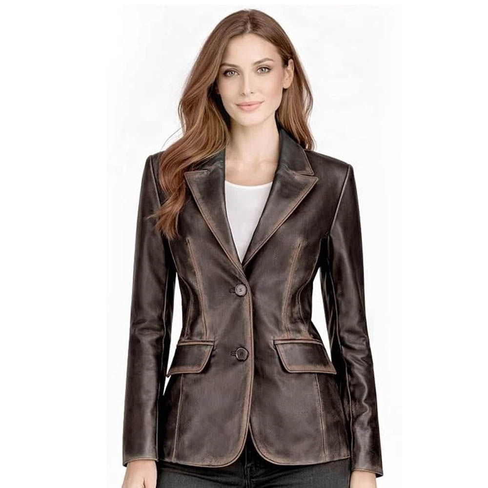 womens black leatheer coat front home banner
