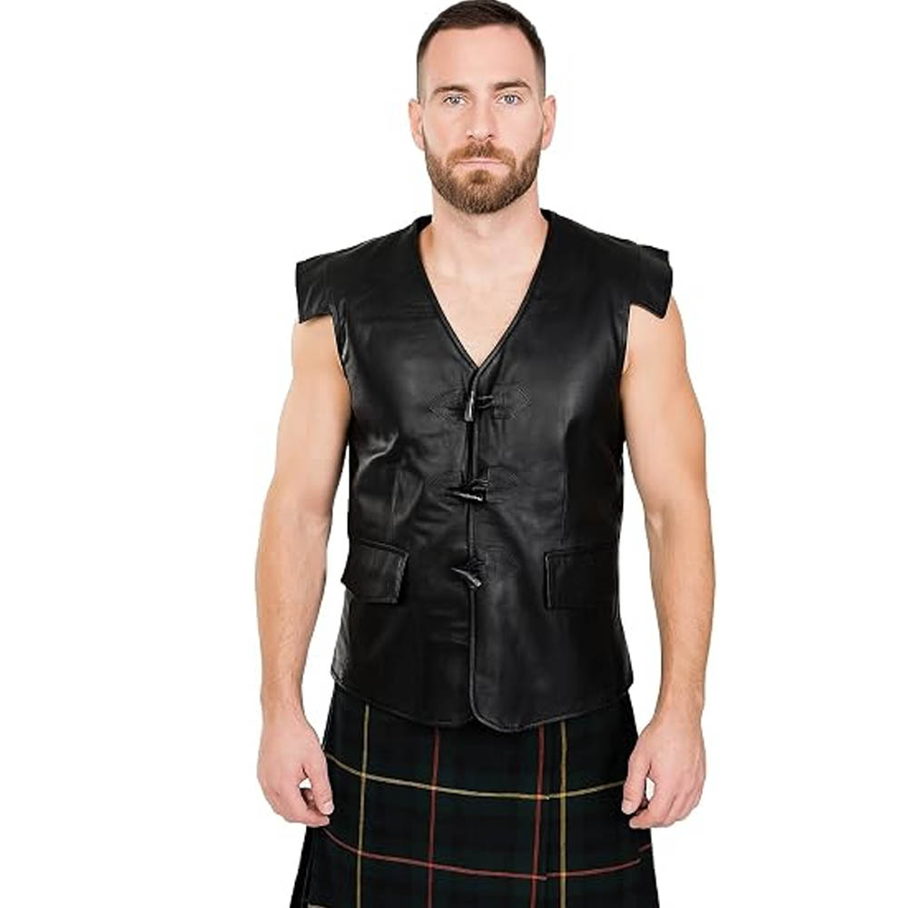 womens black leatheer coat front home leather vest