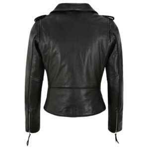 Women's Cafe Racer Biker Leather Black Jacket
