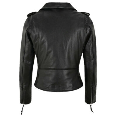 Women's Cafe Racer Biker Leather Black Jacket