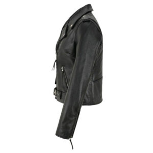 Women's Cafe Racer Biker Leather Black Jacket