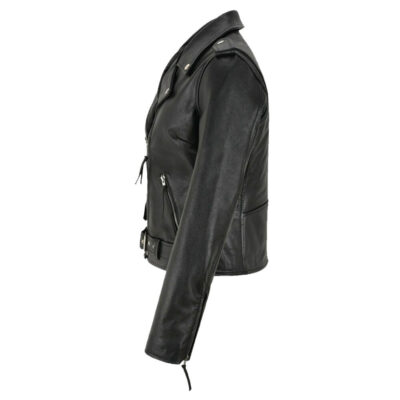 Women's Cafe Racer Biker Leather Black Jacket