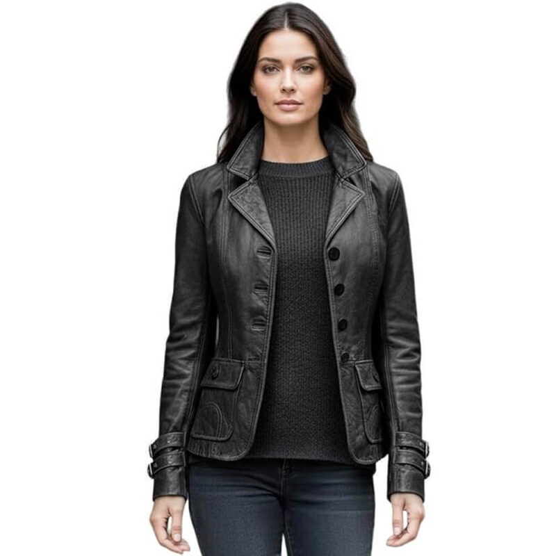 Clara Leather Jackets Women's genuine black leather biker jacket