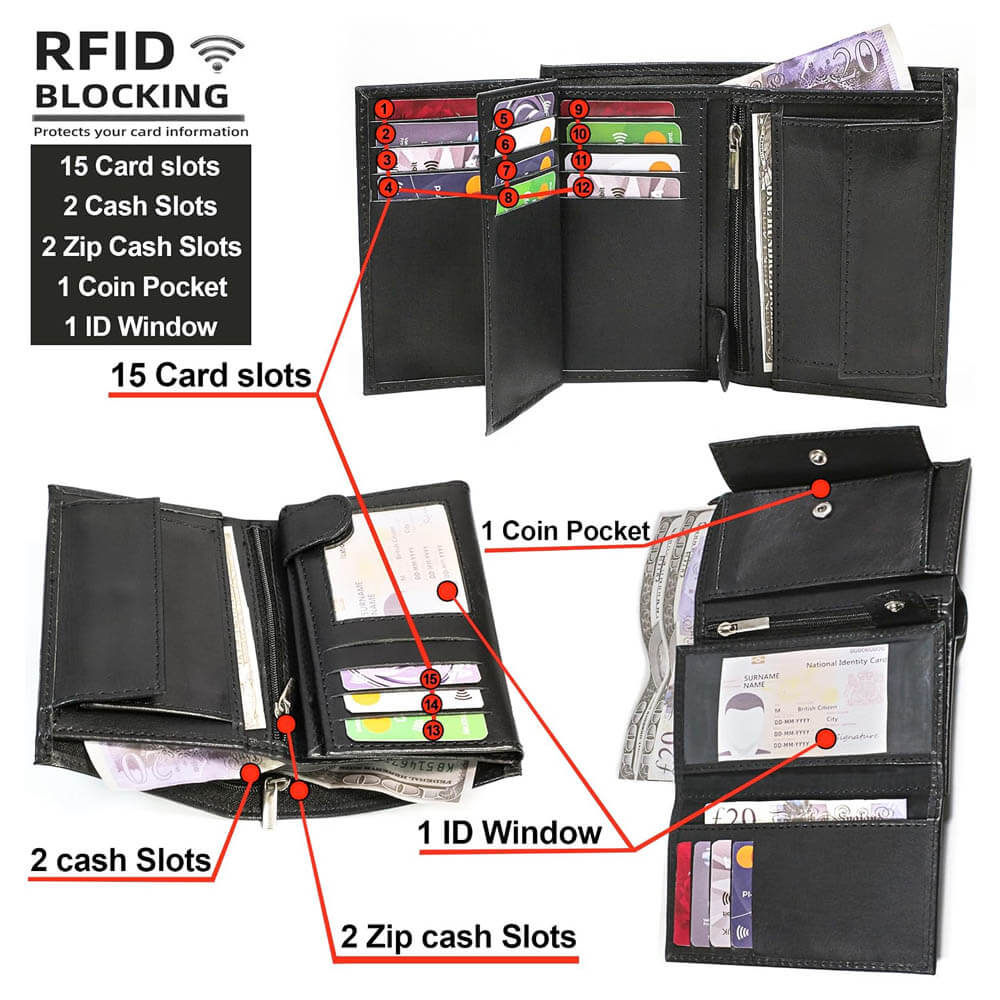 Men's Ultimate RFID Blocking Leather Trifold Wallet Men's Ultimate RFID Blocking Leather Trifold Wallet - Image 10